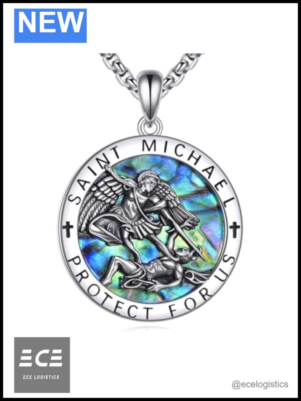 St Michael Necklace 925 Sterling Silver Archangel Medal Pendant Stainless Steel